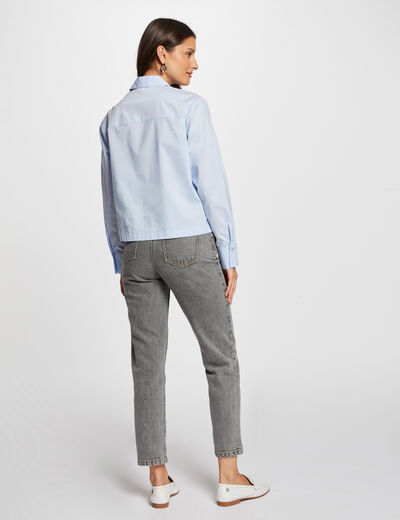 Camisa manga larga azul medio mujer