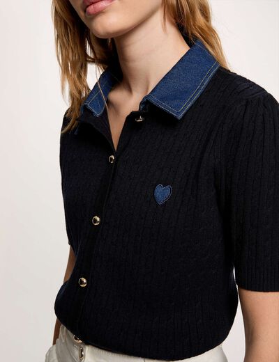 Jersey con cuello vuelto azul marino mujer