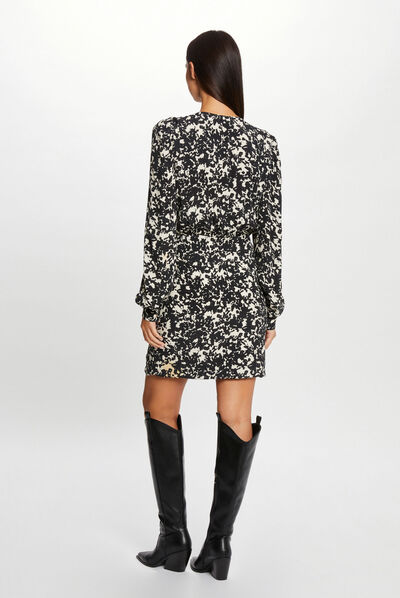 Vestido ajustado drapeado estampado multico mujer