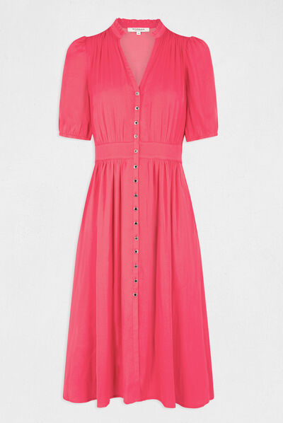 Vestido abotonado manga 3/4  mujer