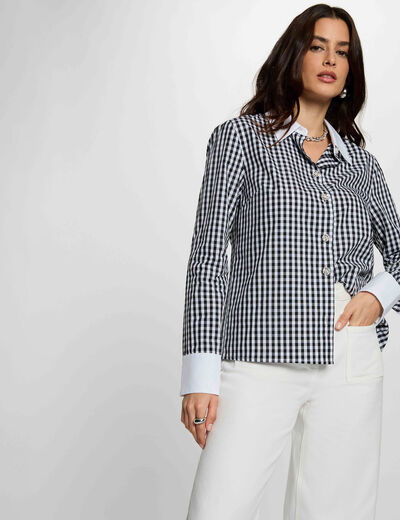 Camisa con cuello contrastado multicolor mujer
