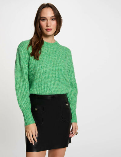 Jersey cuello redondo verde menta mujer