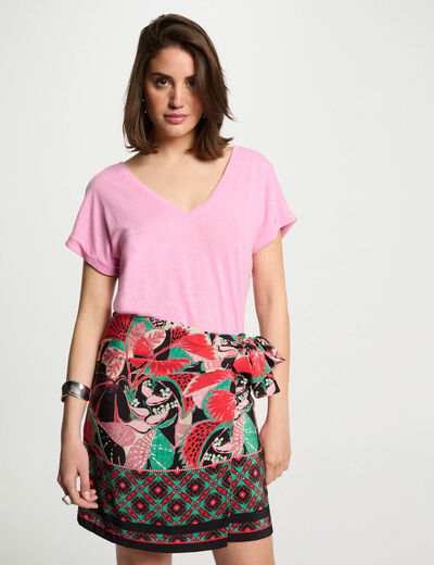 Falda estampada multicolor mujer