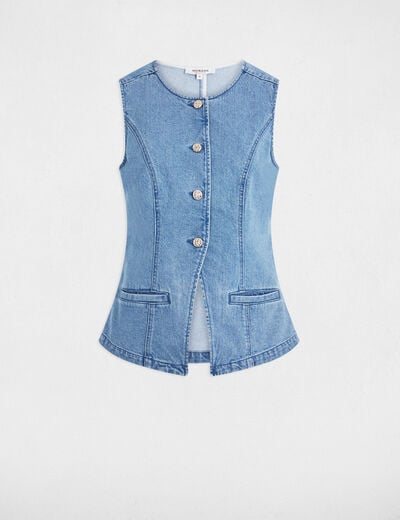 C&aacute;rdigan vaquero sin mangas denim doble stone mujer