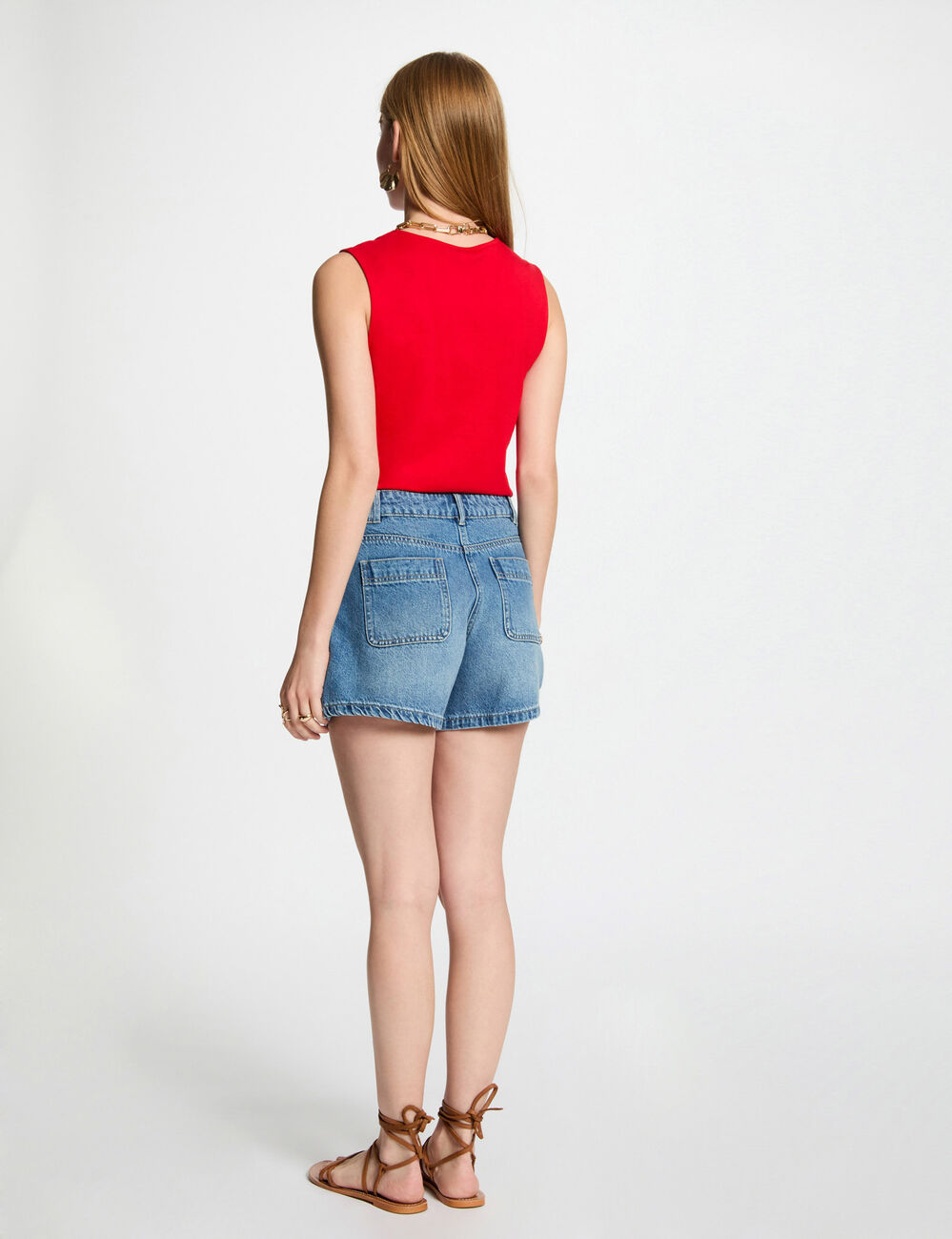 Camiseta sin mangas rojo mujer