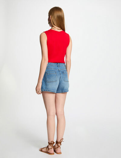Camiseta sin mangas rojo mujer