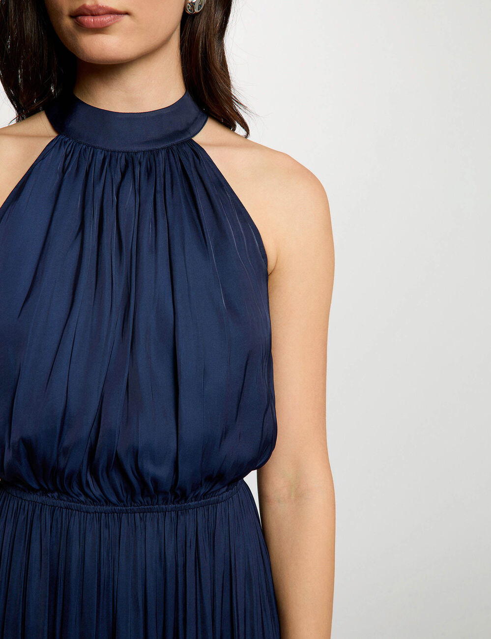 Vestido largo acampanado holgado azul marino mujer