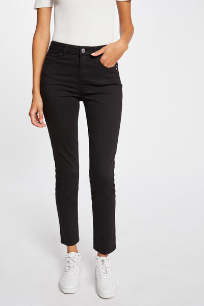 Pantalón slim talle estándar negro mujer