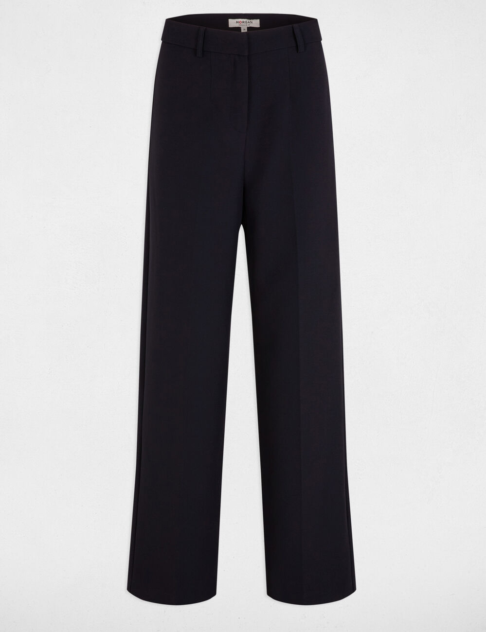 Pantalón recto con pinzas azul marino mujer