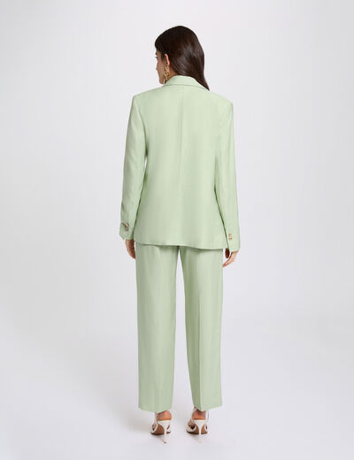 Chaqueta entallada con cuello sastre verde pastel mujer
