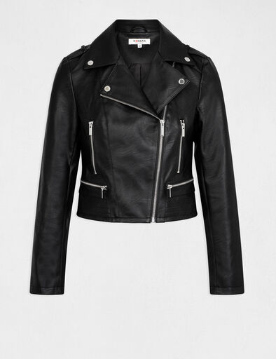 chaqueta recta con cuello con muescas negro mujer Chaqueta recta con cuello con muescas negro mujer