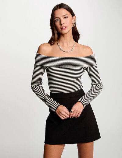 Vestido corto recto 2 en 1 negro mujer