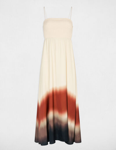 Vestido largo recto holgado marr&oacute;n oscuro mujer