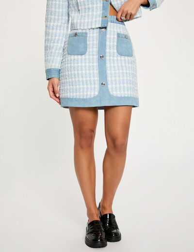 Falda corta ajustada azul cielo mujer