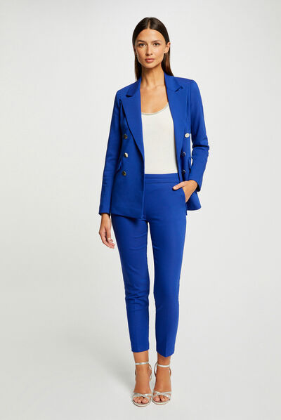 Pantalón cigarette estilo corto azul eléctrico mujer