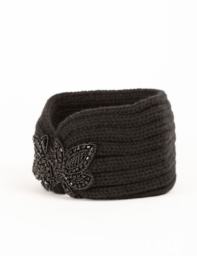 Diadema con detalle de perlas negro mujer