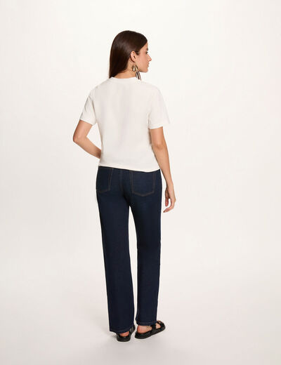 Camiseta cuello redondo con botones blanco mujer