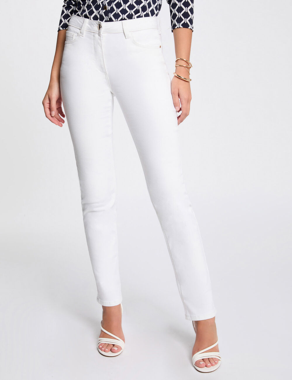Pantalón recto blanco mujer