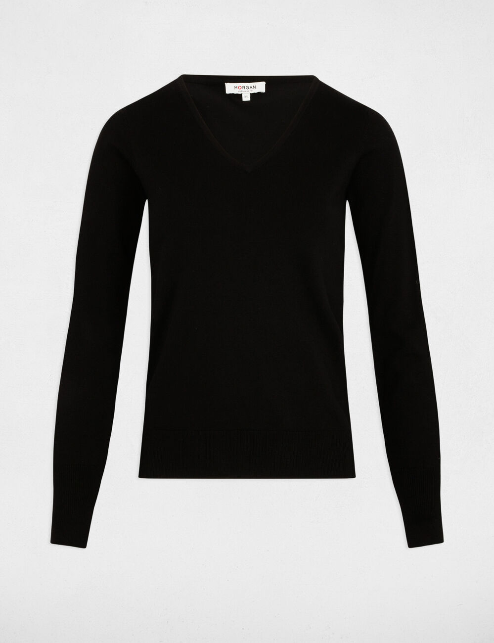 Jersey escote en V negro mujer