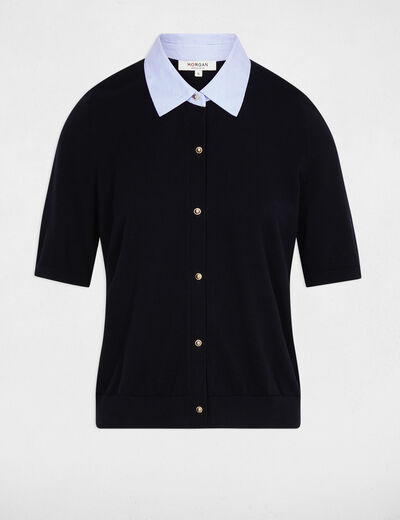 Jersey con cuello vuelto azul marino mujer