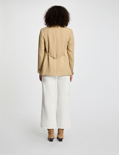 Chaqueta corta holgada beige mujer