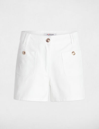 Short vaquero talle alto blanco mujer