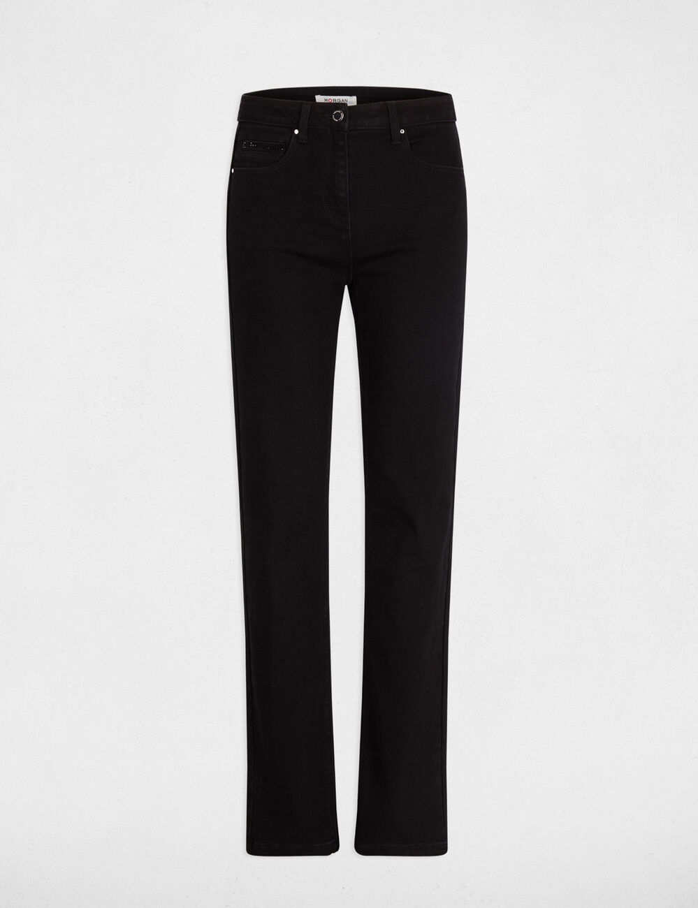 Vaquero recto con strass negro mujer