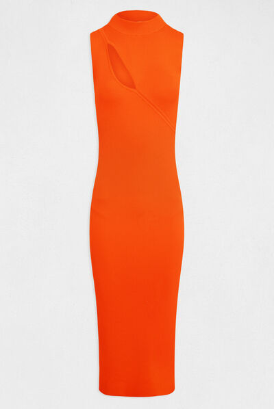 Vestido de punto largo ajustado orange mujer