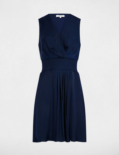 Vestido corto recto holgado azul petróleo mujer