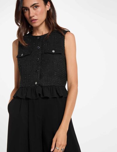 Camisa sin mangas negro mujer