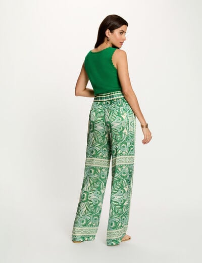 Pantal&oacute;n ancho de tiro alto multicolor mujer