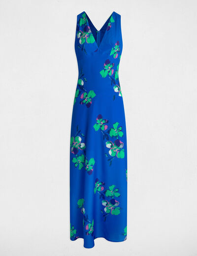 Vestido largo recto estampado multicolor mujer