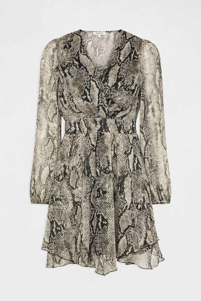 Vestido acampanado estampado de pitón multico mujer