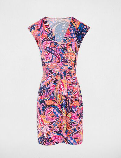 Vestido corto estampado multicolor mujer