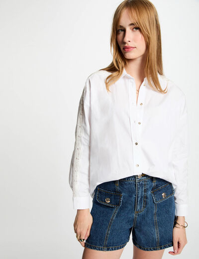 Camisa manga larga blanco mujer