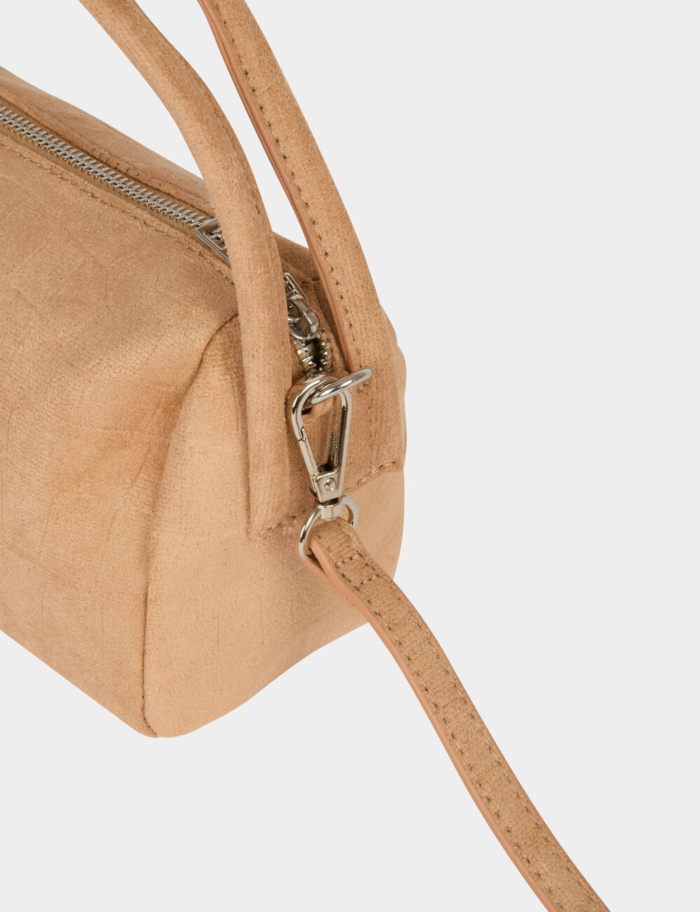 Bolso bandolera de polipiel beige mujer
