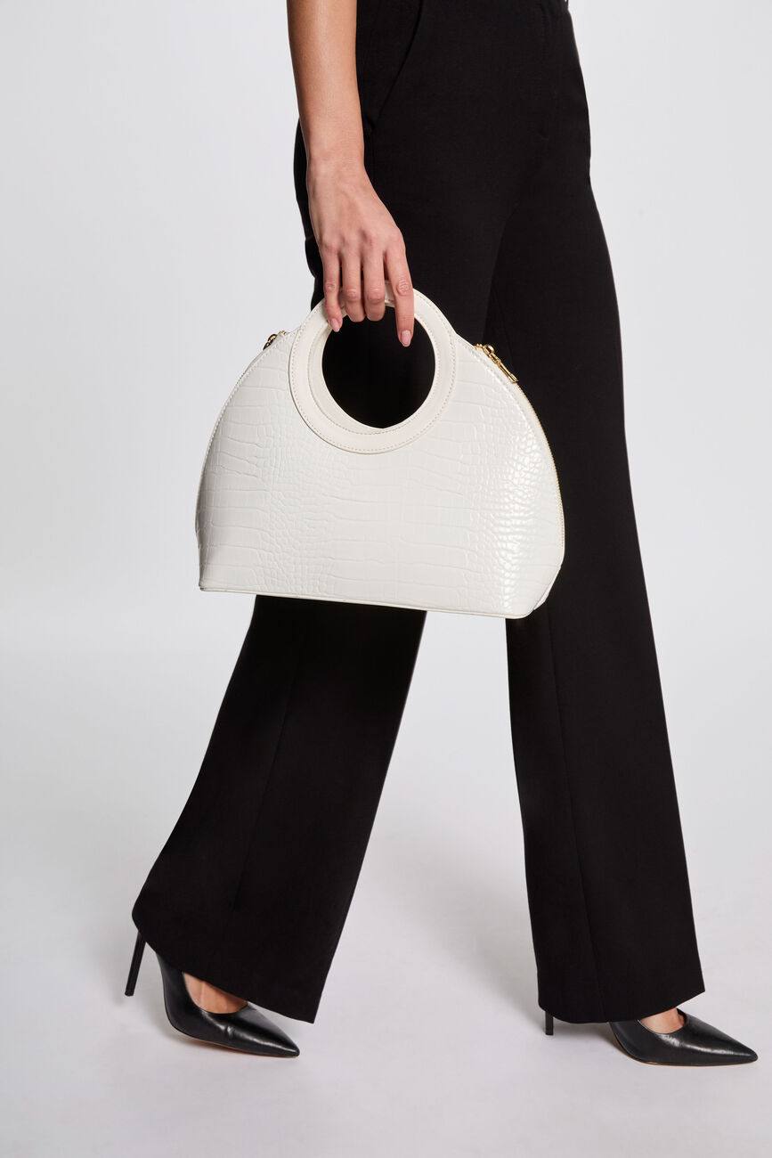 Bolso de mano cocodrilo blanco mujer