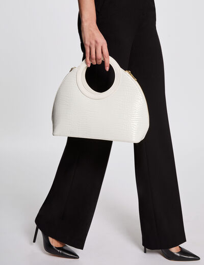 Bolso de mano cocodrilo blanco mujer