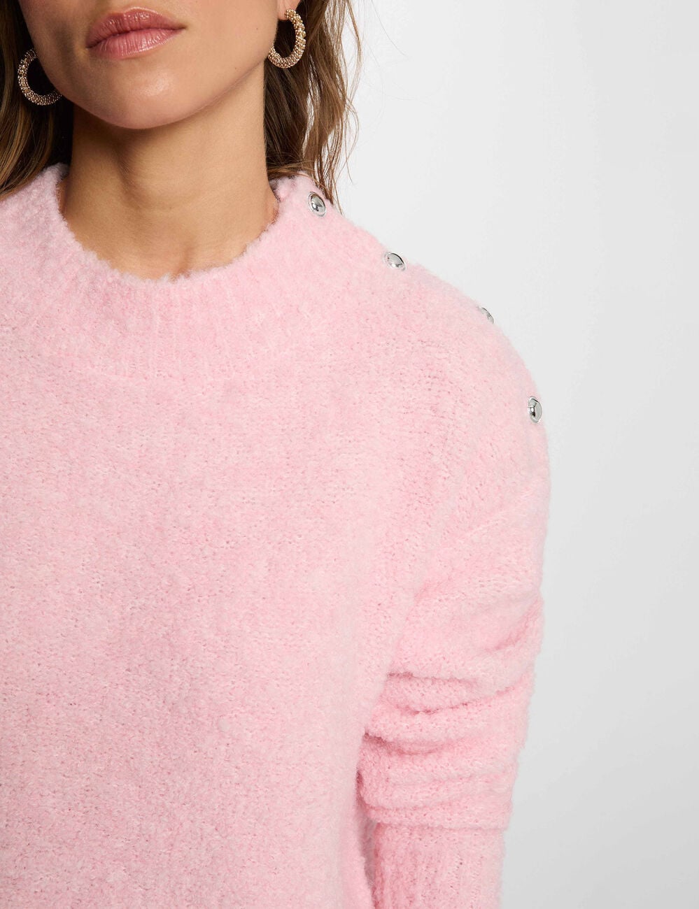 Jersey cuello redondo rosa claro mujer