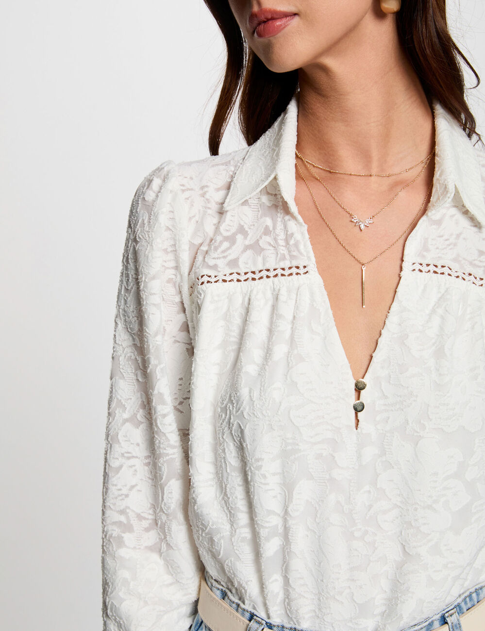 Camiseta manga larga blanco mujer