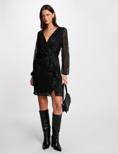 Vestido corto ajustado negro mujer