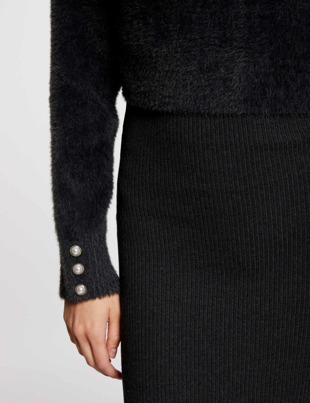 Vestido punto 2 en 1 ajustado gris oscuro mujer