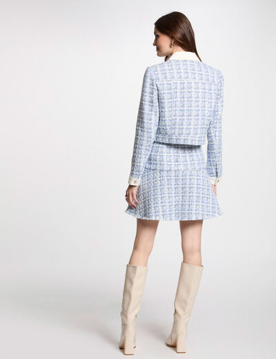 Falda corta acampanada tweed multicolor mujer