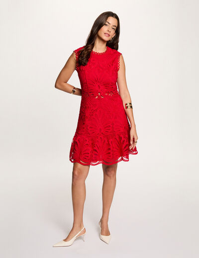Vestido corto evas&eacute; encaje rojo mujer