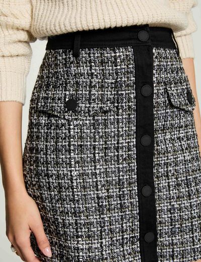 Falda corta de tweed multico mujer