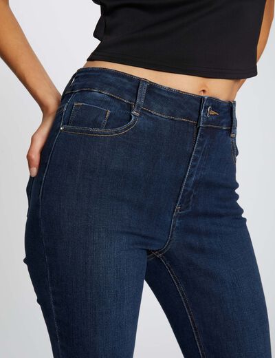 Vaquero slim talle alto estilo corto vaquero en bruto mujer