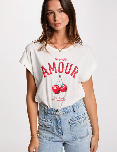 Camiseta con inscripción blanco mujer