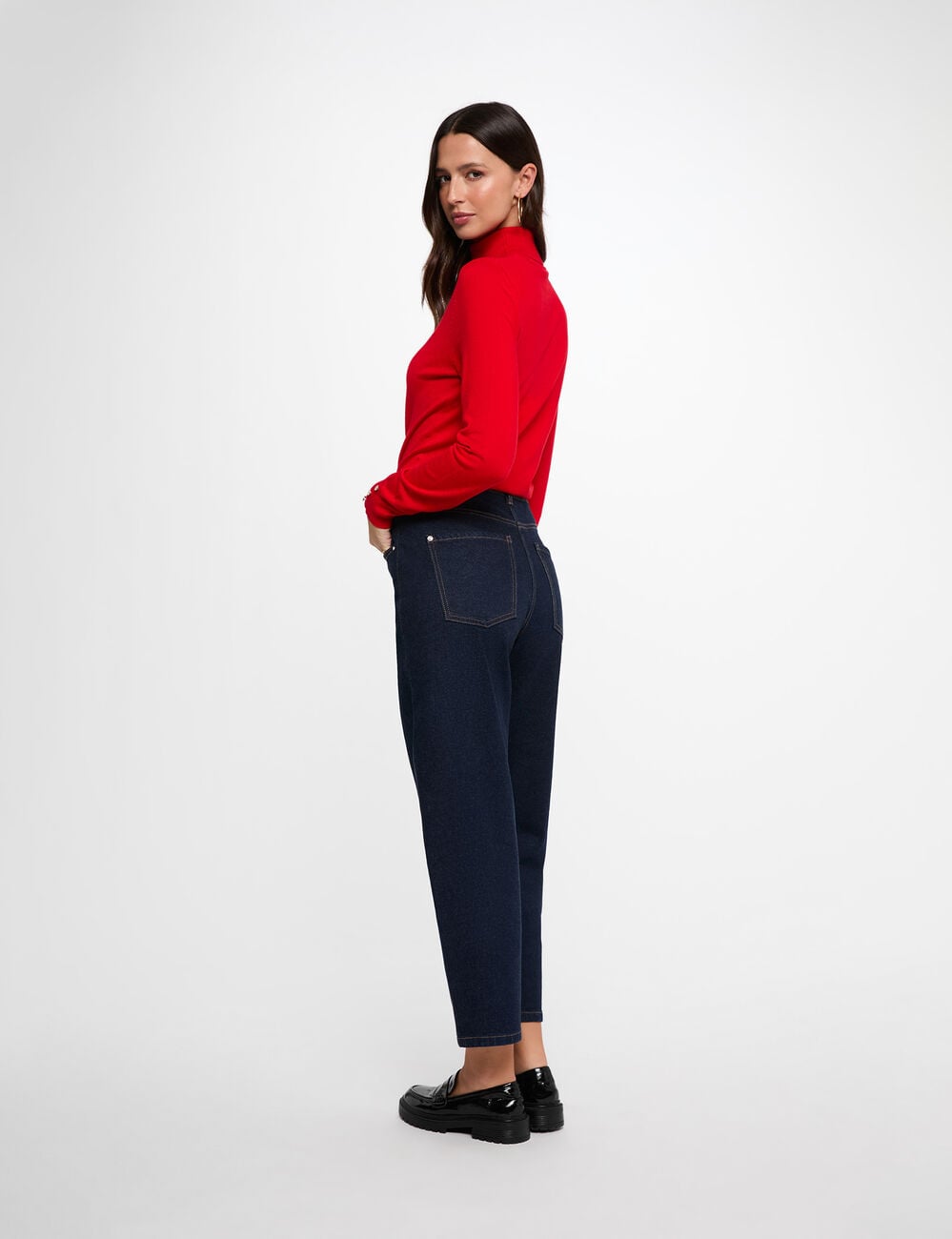 Jersey de cuello alto rojo mujer