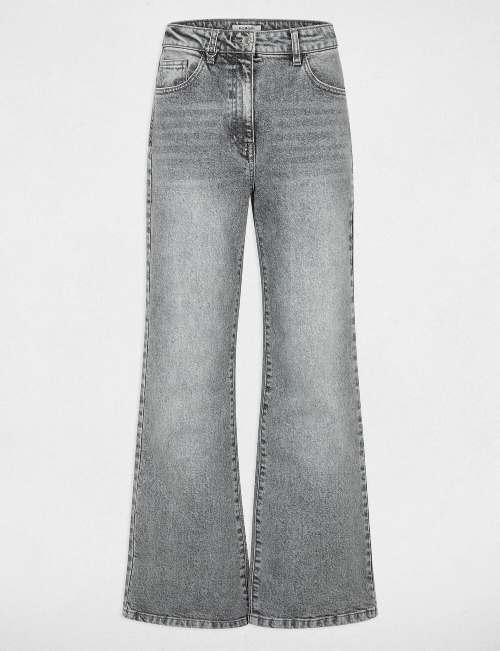 Vaqueros anchos de tiro alto denim nieve gris mujer