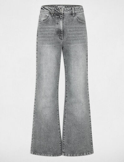 Vaqueros anchos de tiro alto denim nieve gris mujer